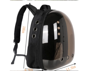 A transparent cat backpack with a furry feline peeking out, showcasing the comfort and style of Cat Bags for pet travel adventures.