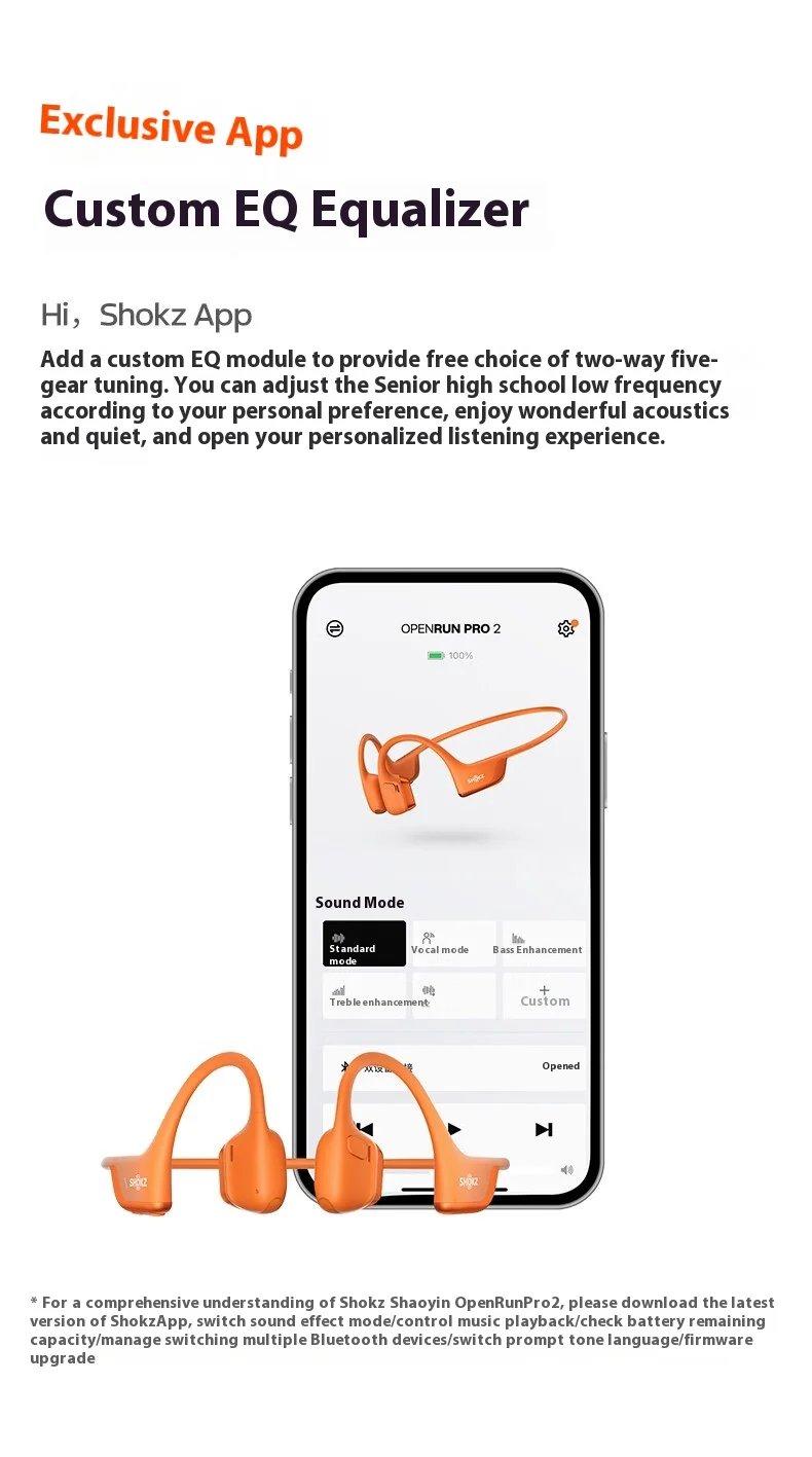SHOKZ OpenRun Pro 2 S820 Bone Conduction Bluetooth Earphones Waterproof Open Sports Running Earphones Custom EQ Equalizer