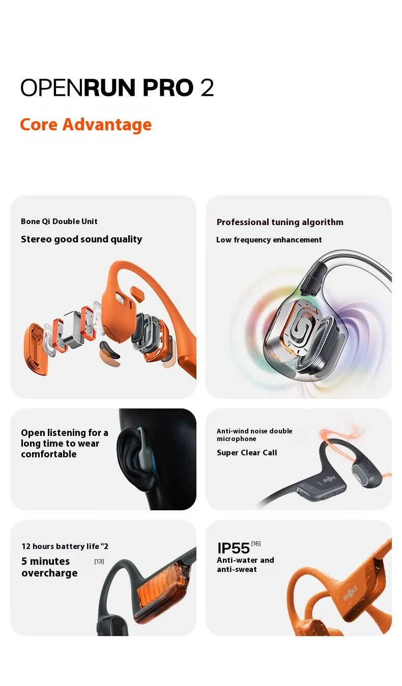 SHOKZ OpenRun Pro 2 S820 Bone Conduction Bluetooth Earphones Waterproof Open Sports Running Earphones Custom EQ Equalizer