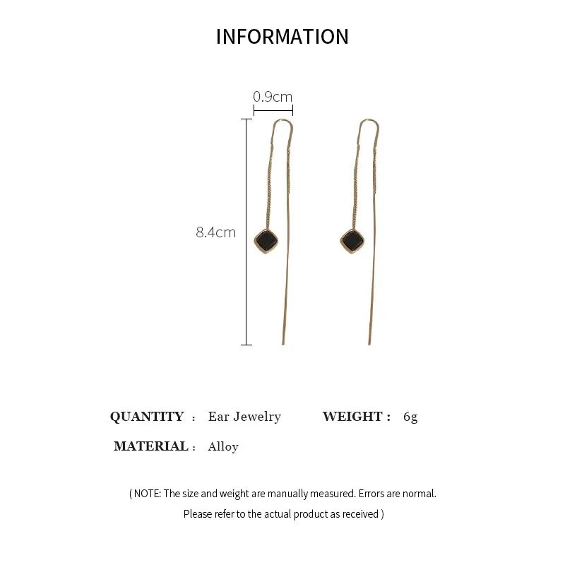 Simple Geometric Square Drop Earring For Women Korean Fashion Gold-color Line Long Tassel Dangle Earrings Party Jewelry Gift