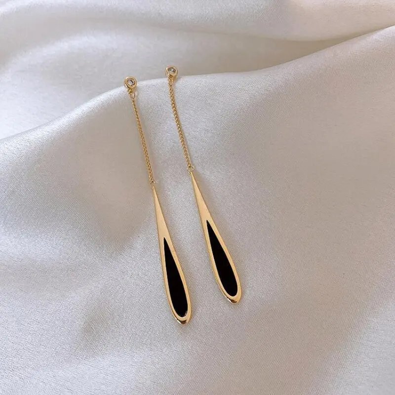 Simple Geometric Square Drop Earring For Women Korean Fashion Gold-color Line Long Tassel Dangle Earrings Party Jewelry Gift