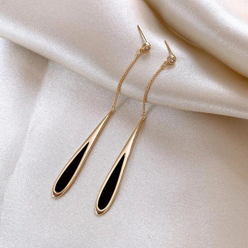 Simple Geometric Square Drop Earring For Women Korean Fashion Gold-color Line Long Tassel Dangle Earrings Party Jewelry Gift