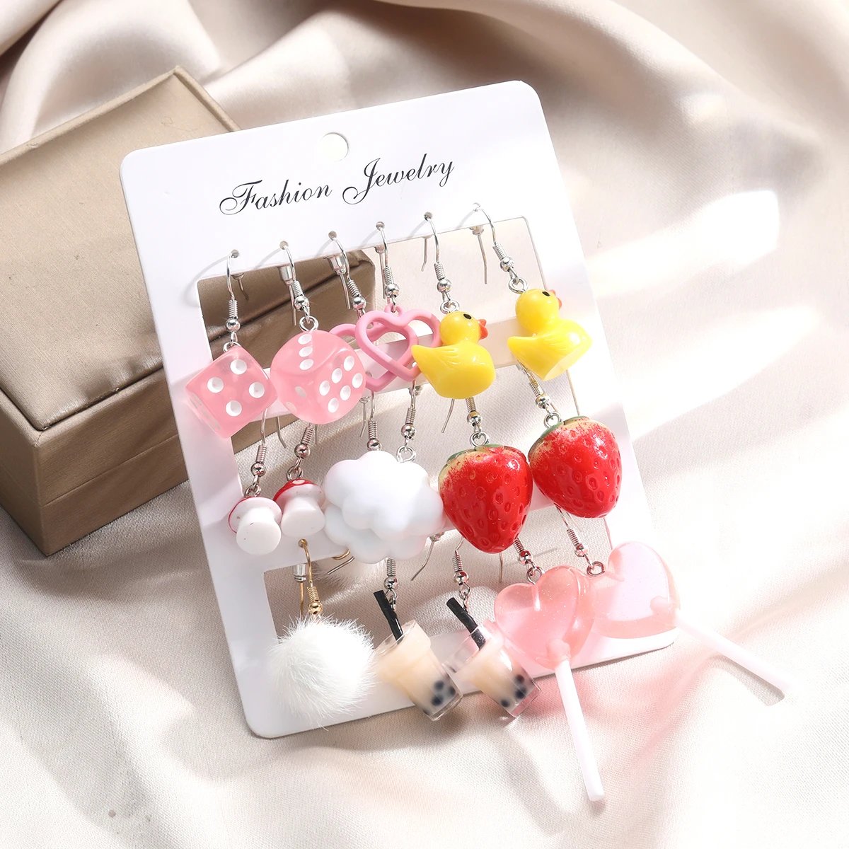 Cartoon Animal Earrings Set For Women New Y2K Girl Cute Colorful Geometric Acrylic Duck Love Drop Earrings Trendy Jewelry Gifts