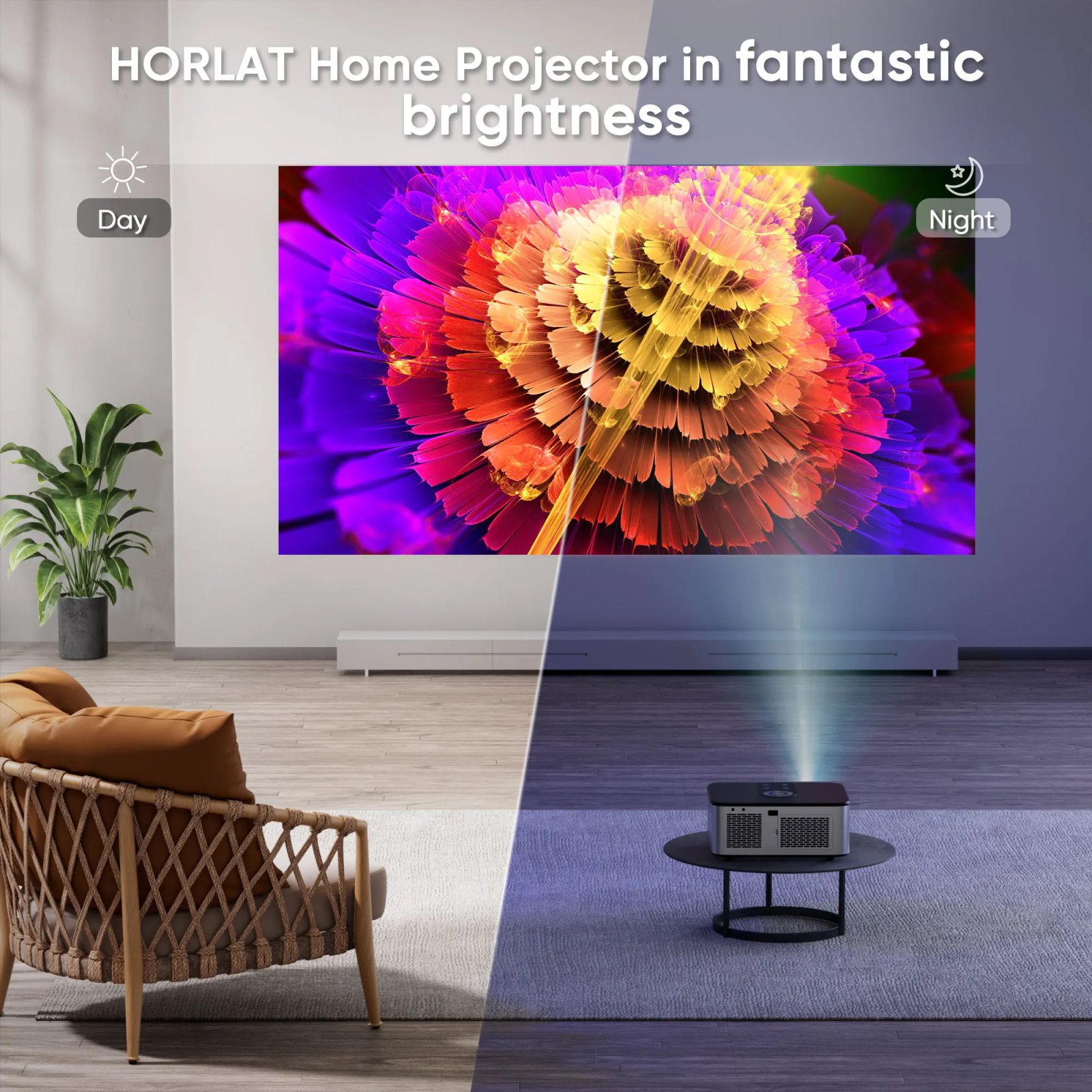 HORLAT 21000Lumenes Android 4K LED Projector 800ANSI Full HD 1080P Video Home Theater Auto Keystone 5G WiFi Portable Proyector