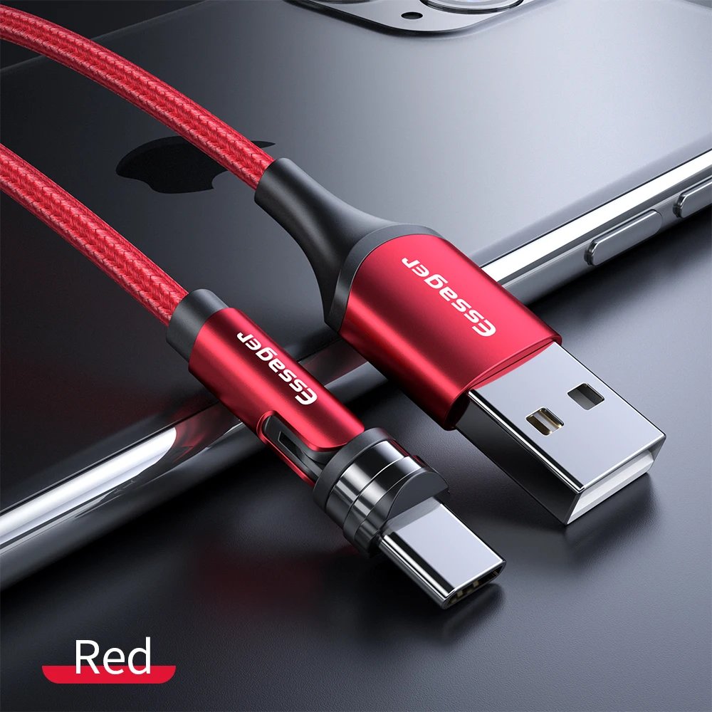 Essager 540 Rotate Magnetic Cable Fast Charging Magnet Charger Micro USB Type C Cable Mobile Phone Wire Cord For iPhone Xiaomi