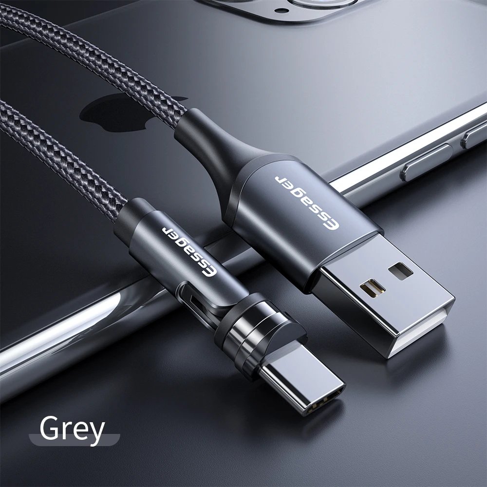 Essager 540 Rotate Magnetic Cable Fast Charging Magnet Charger Micro USB Type C Cable Mobile Phone Wire Cord For iPhone Xiaomi