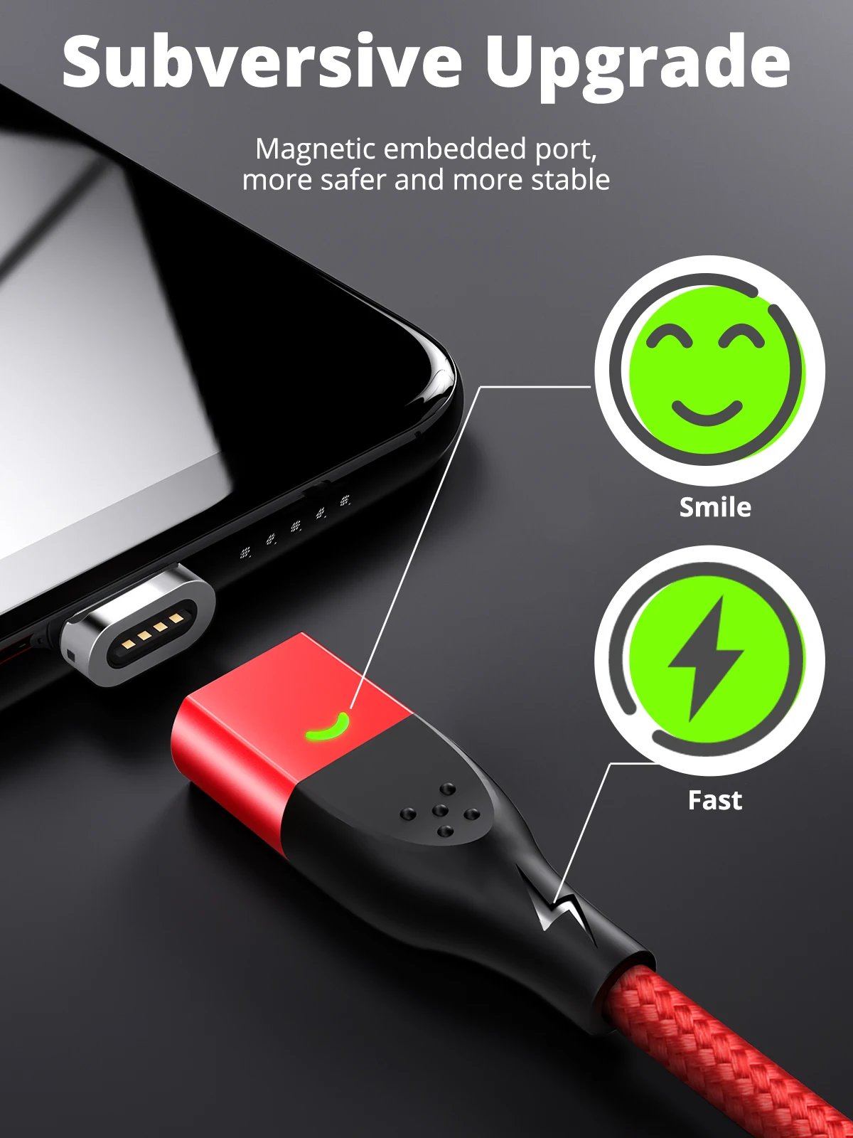 FONKEN Magnetic Cable 3A USB Magnetic Phone Charger Data Cord USB Type C Cable Magnet Fast Charging Cable Micro USB Charge Wire