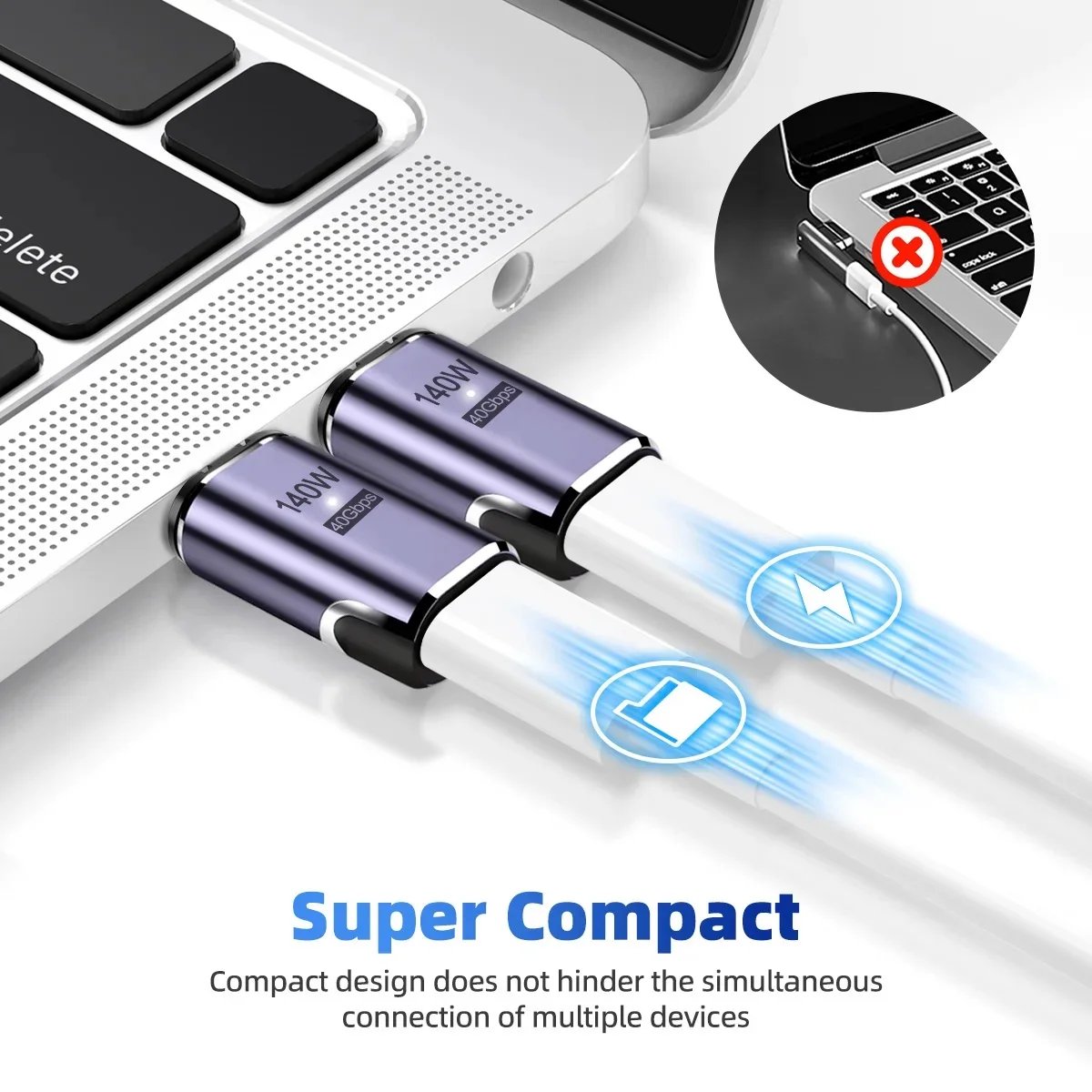 PD140W USB4.0 40Gbps Thunderbolt3 Magnetic Adapter USB C To Type C Fast Charge Magnet Converter Cable 8K@60Hz USB Type C Adapter