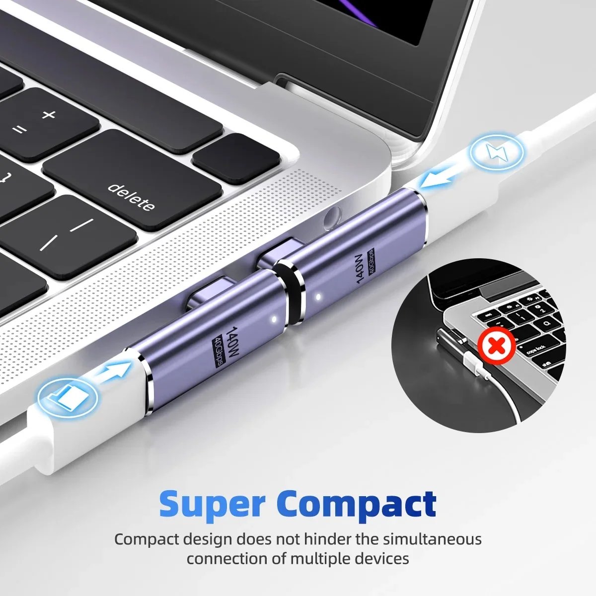 PD140W USB4.0 40Gbps Thunderbolt3 Magnetic Adapter USB C To Type C Fast Charge Magnet Converter Cable 8K@60Hz USB Type C Adapter