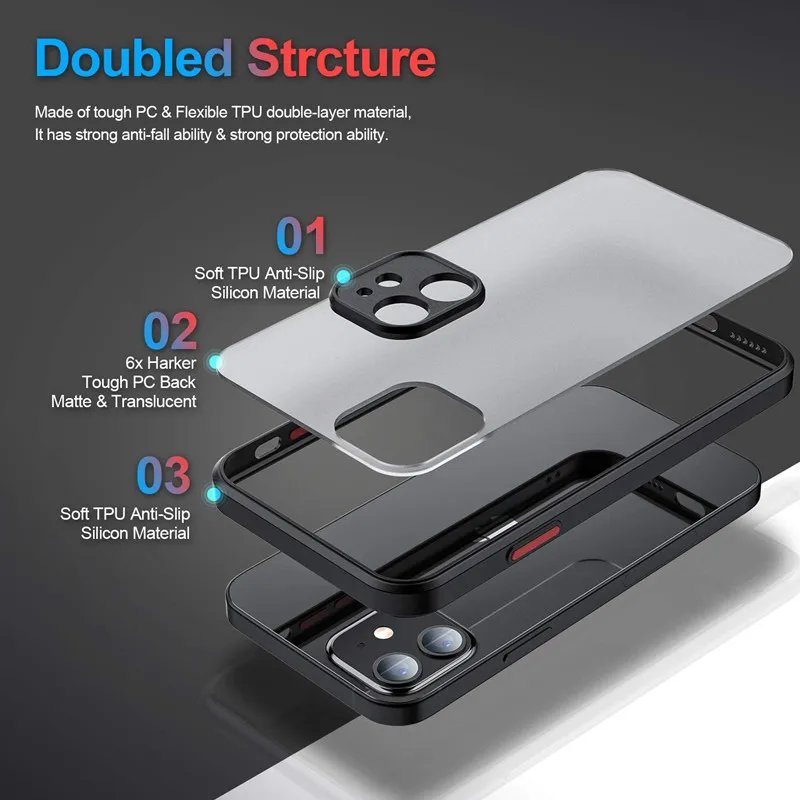 New Armor Bumper Shockproof Phone Case For iPhone 15 11 12 13 Mini 14 Pro XR X Xs Max 7 8 Plus SE 2020 Silicone Hard Cover Capa