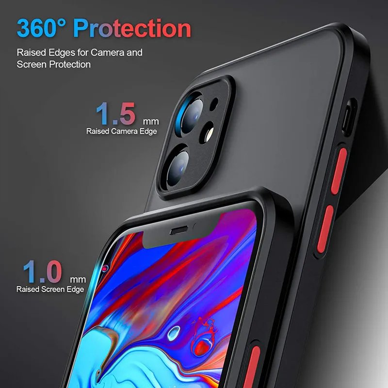 New Armor Bumper Shockproof Phone Case For iPhone 15 11 12 13 Mini 14 Pro XR X Xs Max 7 8 Plus SE 2020 Silicone Hard Cover Capa