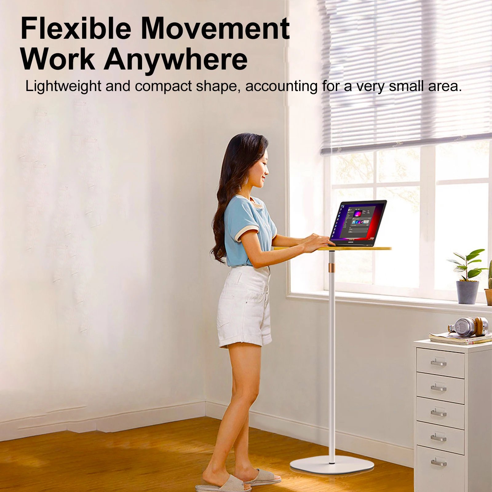 120cm Laptop Stand Speakers Holder Floor Standing Table Sofa Side Table Height Adjustment Steel Laptop Booster Projector Bracket