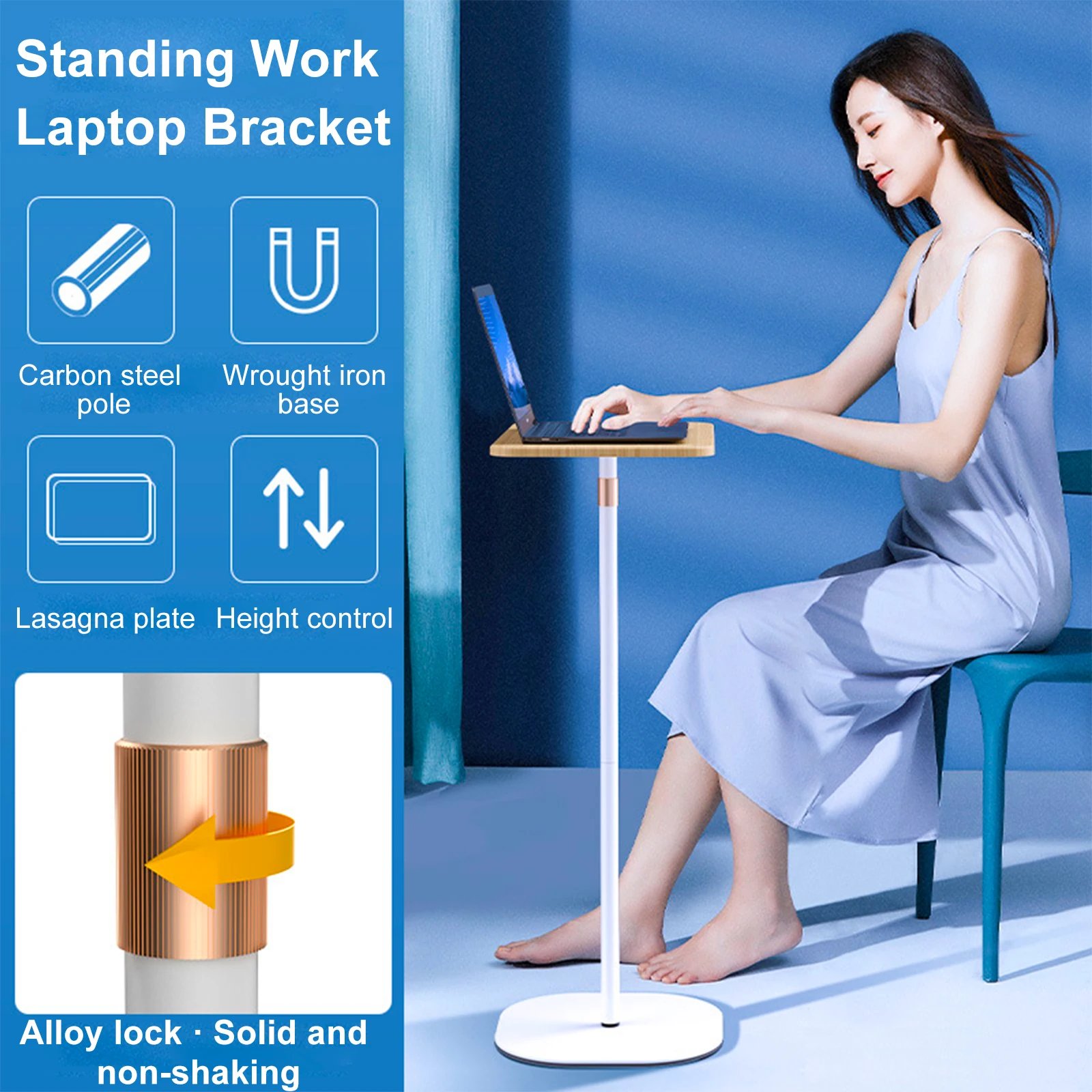 120cm Laptop Stand Speakers Holder Floor Standing Table Sofa Side Table Height Adjustment Steel Laptop Booster Projector Bracket