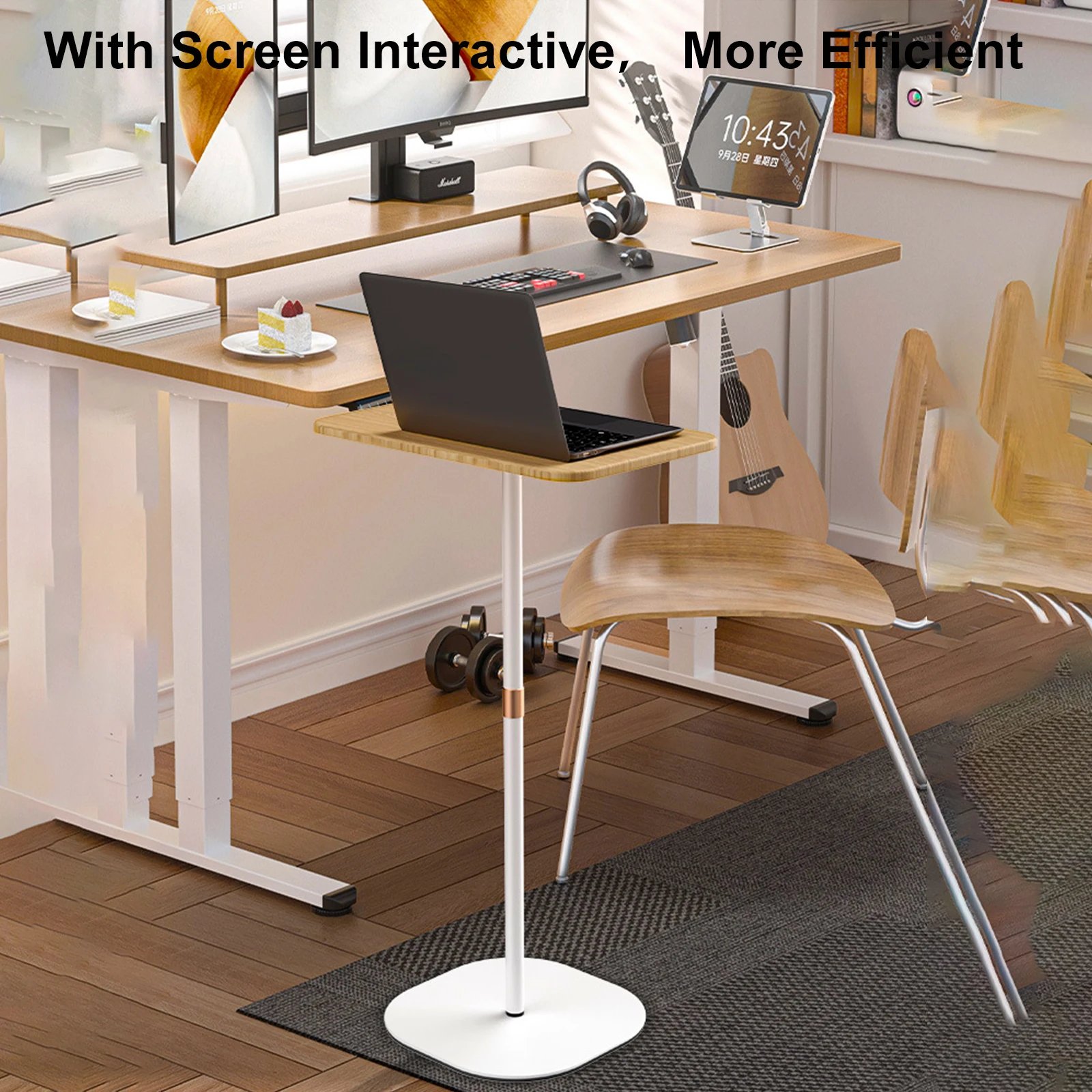 120cm Laptop Stand Speakers Holder Floor Standing Table Sofa Side Table Height Adjustment Steel Laptop Booster Projector Bracket