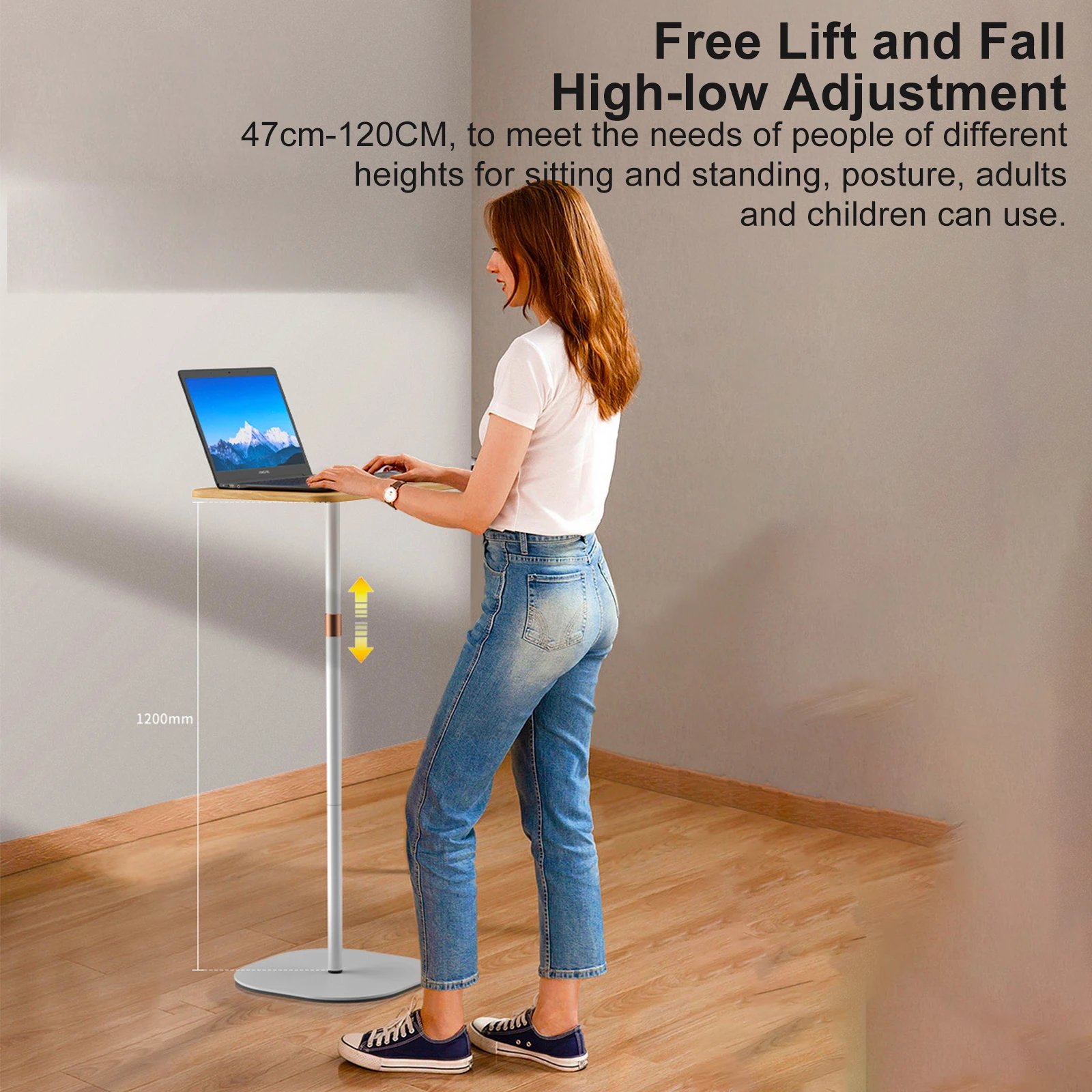 120cm Laptop Stand Speakers Holder Floor Standing Table Sofa Side Table Height Adjustment Steel Laptop Booster Projector Bracket