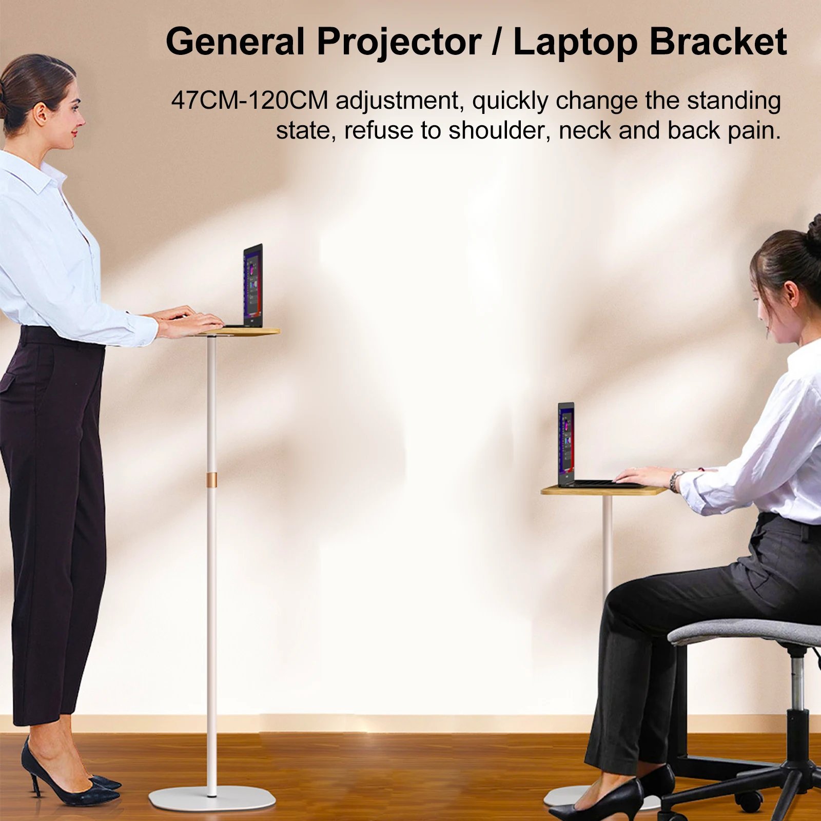 120cm Laptop Stand Speakers Holder Floor Standing Table Sofa Side Table Height Adjustment Steel Laptop Booster Projector Bracket