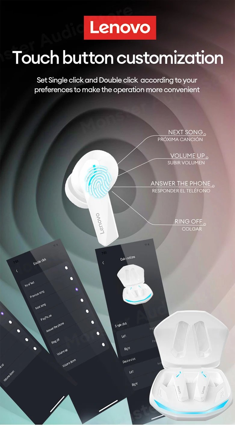Lenovo GM2 PRO AI Voice Translation Wireless Bluetooth 5.4 Headphone Low Latency Game Headset For Meeting Recording Music Earbud