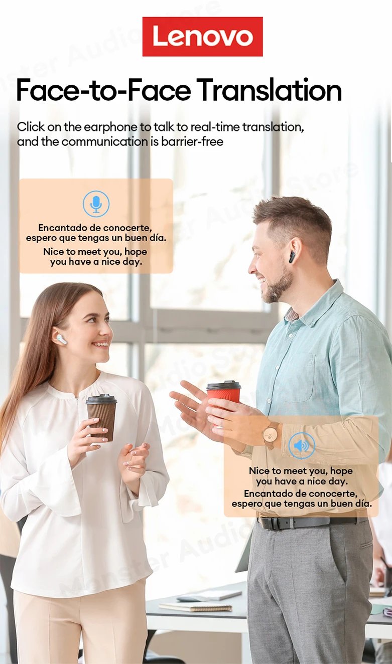 Lenovo GM2 PRO AI Voice Translation Wireless Bluetooth 5.4 Headphone Low Latency Game Headset For Meeting Recording Music Earbud