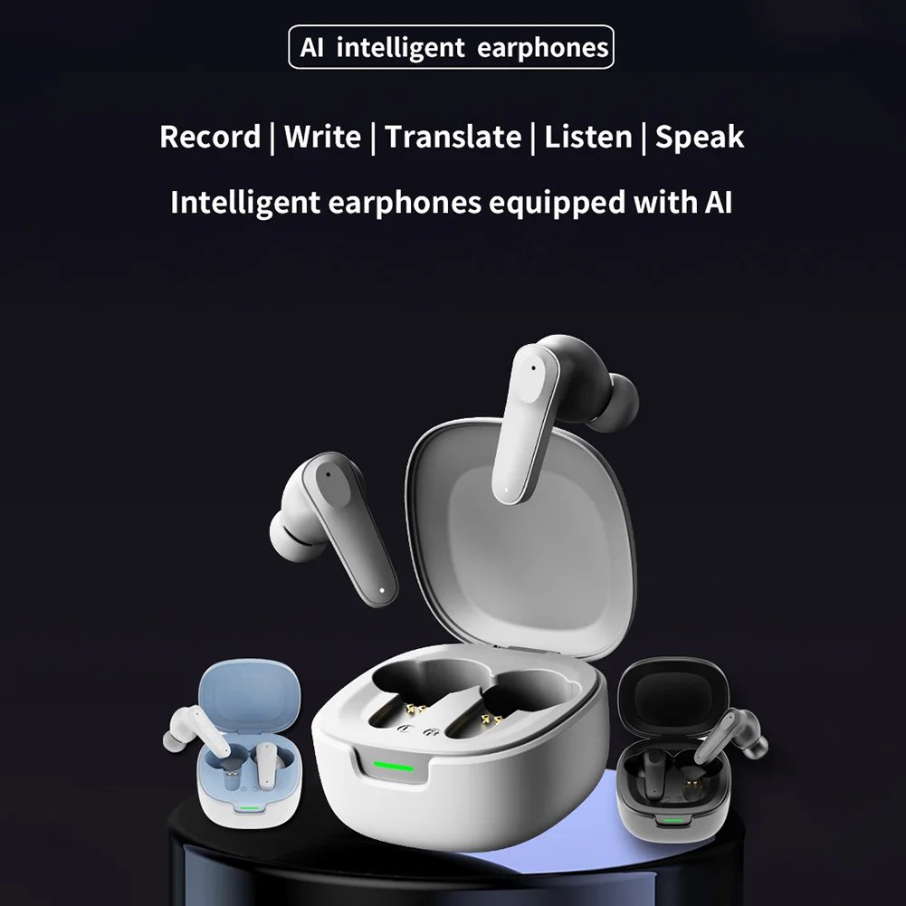 Intelligent AI Translator Earbuds Wirless BT Languages Translation Headphones Real Time Voice Translators for Business Travel