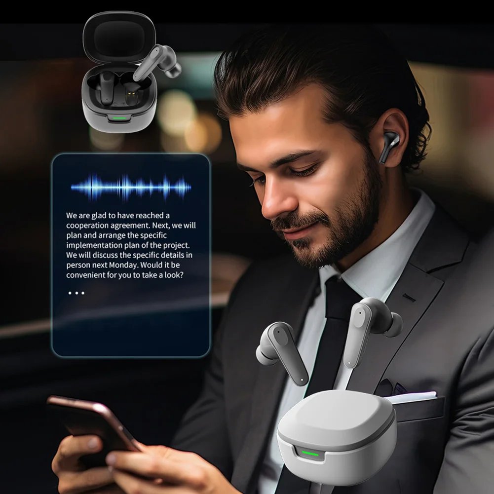 Intelligent AI Translator Earbuds Wirless BT Languages Translation Headphones Real Time Voice Translators for Business Travel