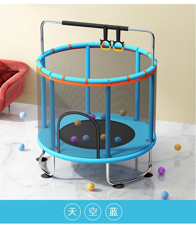 Jumping Diameter 1.4M Trampoline Bed with High Safety Net Trampoline Table for 1-2 Kids Indoor Baby Bounce Bed Birthday Gift