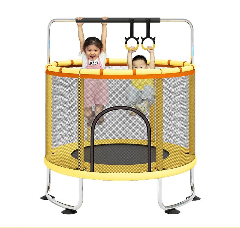 Jumping Diameter 1.4M Trampoline Bed with High Safety Net Trampoline Table for 1-2 Kids Indoor Baby Bounce Bed Birthday Gift