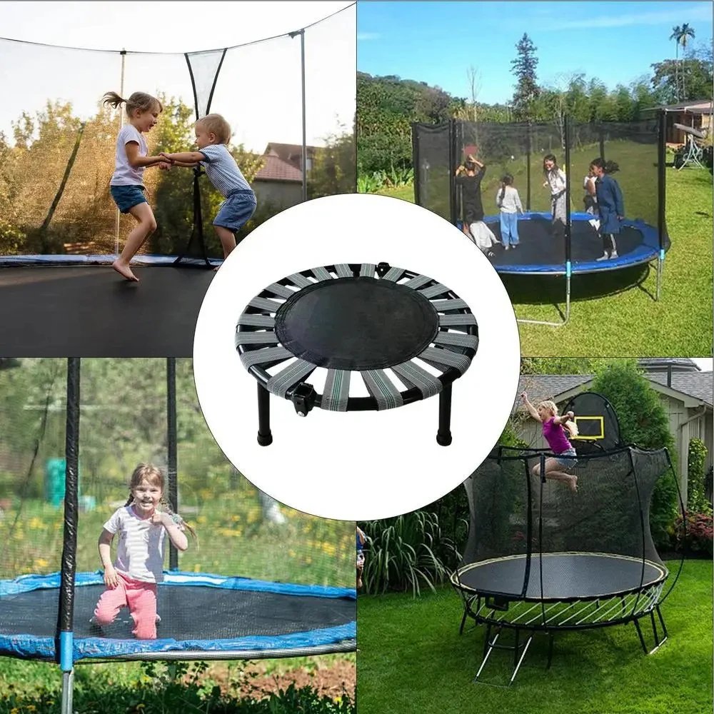 Mini Trampoline With 165 Lbs Max Load Foldable Silent Stable Jumping Bed For Kids And Adults Indoor Playing And Fitness