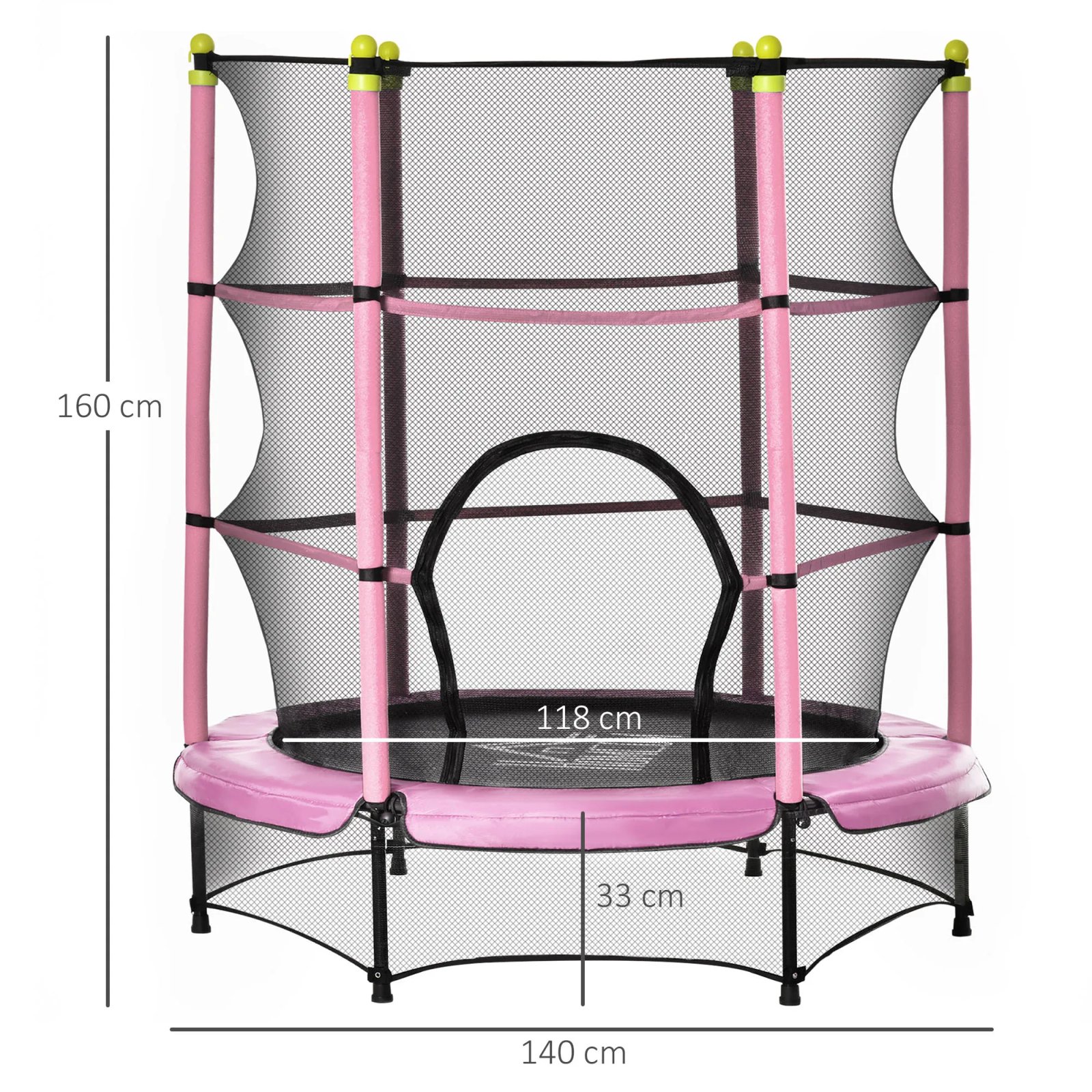 HOMCOM trampoline for children + 3 years with safety net steel Ø 140x160 cm