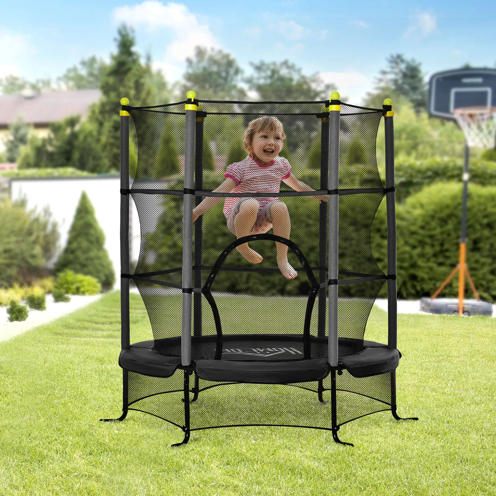 HOMCOM child trampoline with jump surface Ø 110 cm safety net