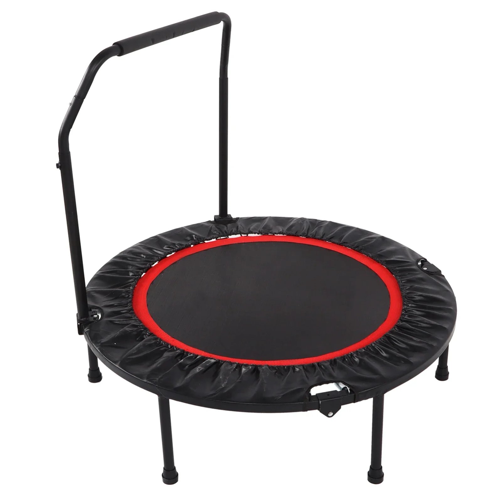 48in Folding Adults Trampoline Double Adjustable Foam Armrests Fitness Rebounder