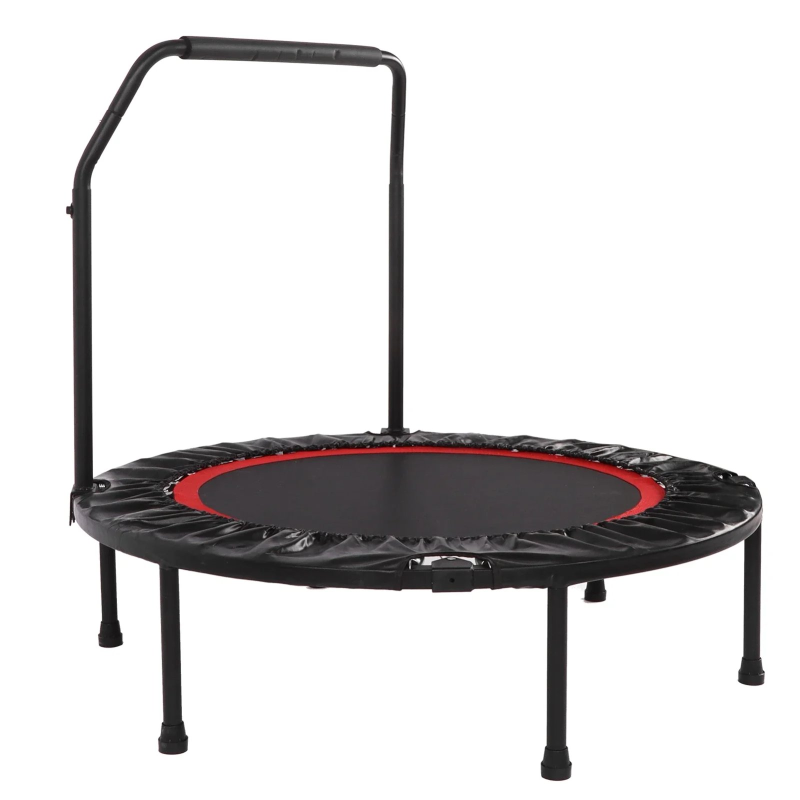 48in Folding Adults Trampoline Double Adjustable Foam Armrests Fitness Rebounder