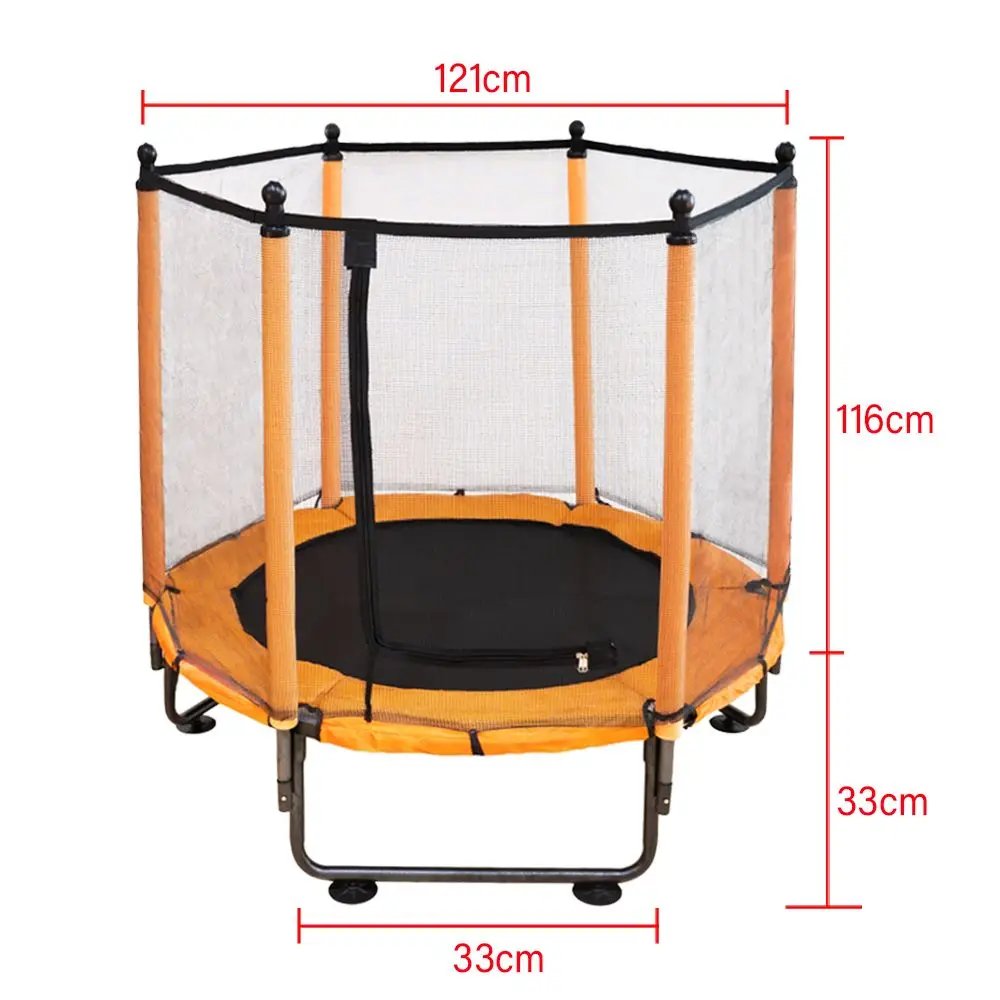 Trampoline for Children, Jumping Area and Protective Net, Door with Zipper, Maximum Load 100kg, 140cm