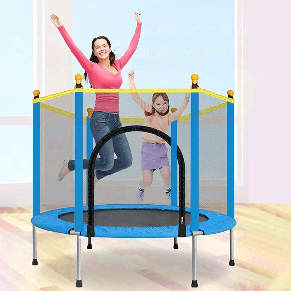 Trampoline for Children, Jumping Area and Protective Net, Door with Zipper, Maximum Load 100kg, 140cm