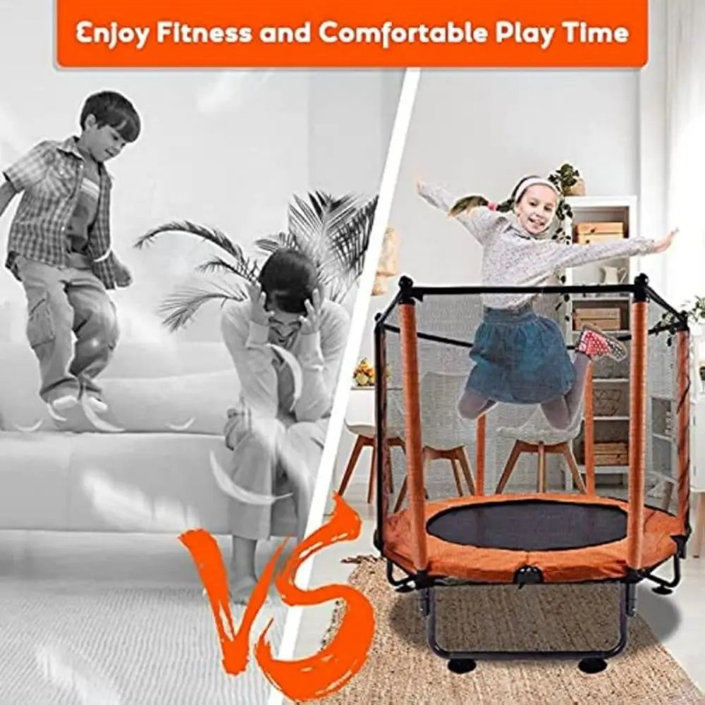 Trampoline for Children, Jumping Area and Protective Net, Door with Zipper, Maximum Load 100kg, 140cm