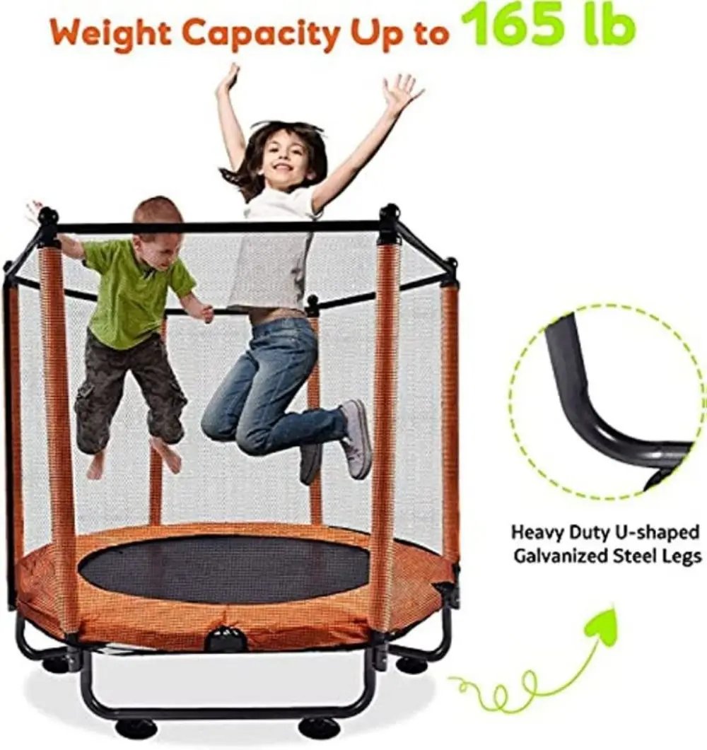 Trampoline for Children, Jumping Area and Protective Net, Door with Zipper, Maximum Load 100kg, 140cm