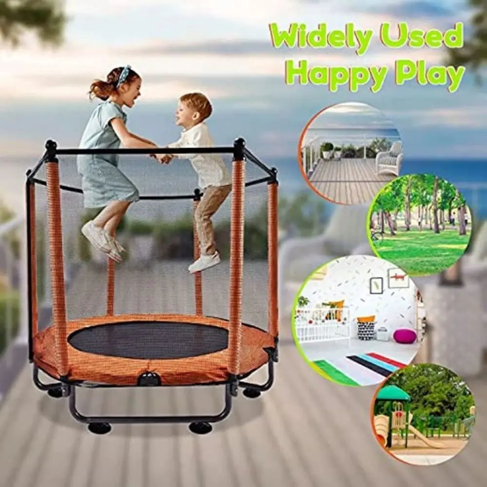 Trampoline for Children, Jumping Area and Protective Net, Door with Zipper, Maximum Load 100kg, 140cm