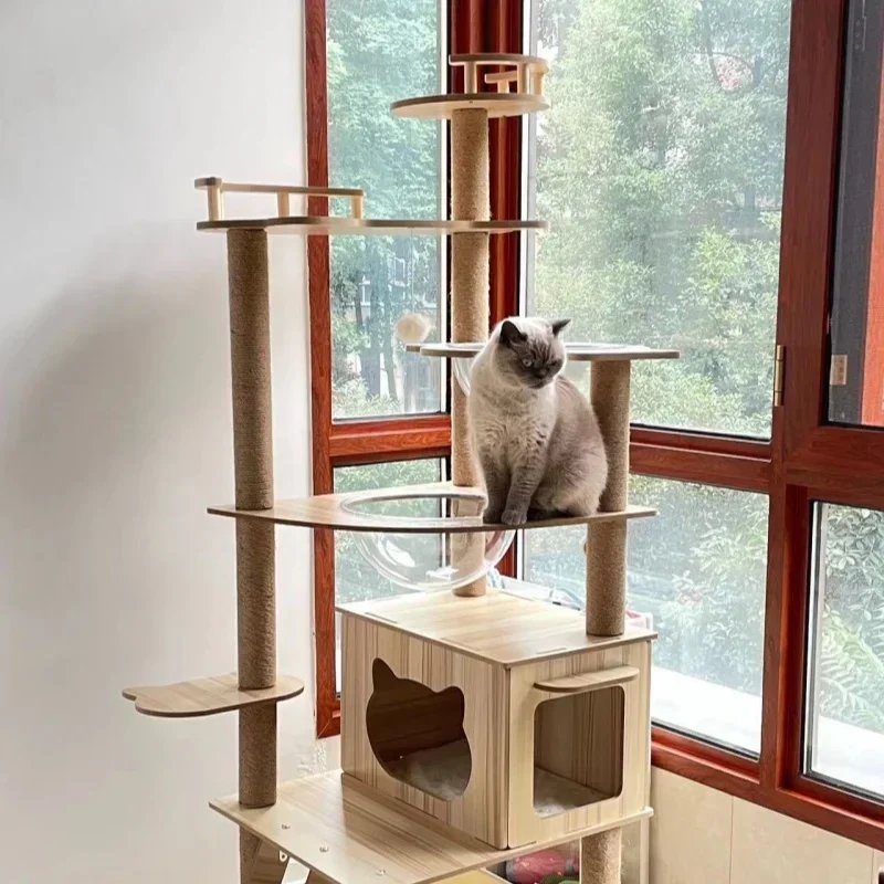 Cat Climbing Frame Multi-Level Cat Tree Sisal Rope Cat Tower Cat Scrapers Scratching Post For Cats Toys For Cat Grinding Paws