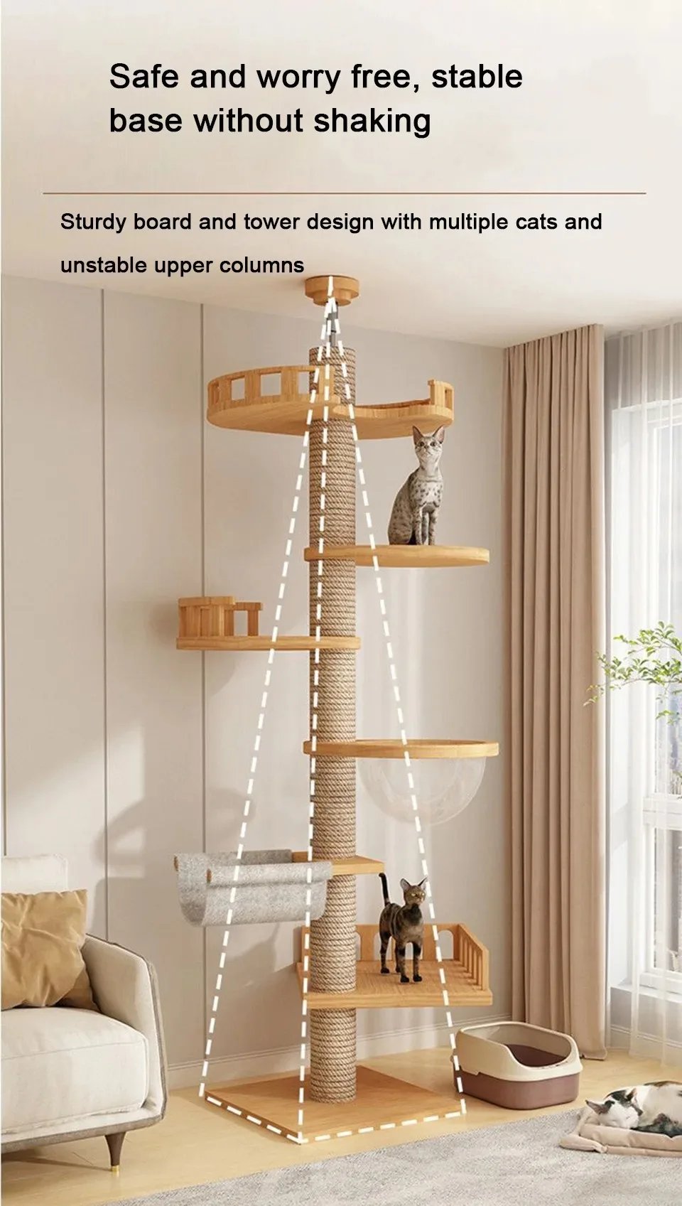 Cat Supplies Wooden Cats Tree House Cat Toys Kitten Climbing Scratching Tower Multifunction Pet Furniture Cat Climbing Frame