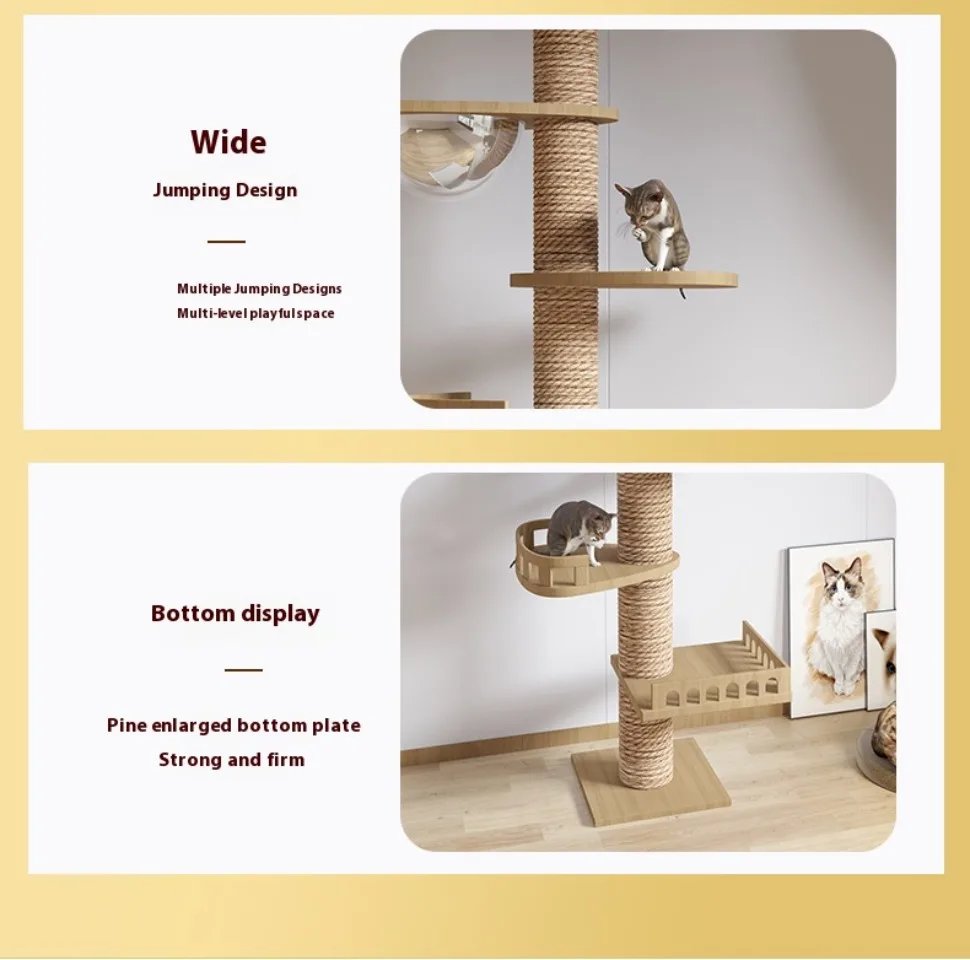 Cat Supplies Wooden Cats Tree House Cat Toys Kitten Climbing Scratching Tower Multifunction Pet Furniture Cat Climbing Frame