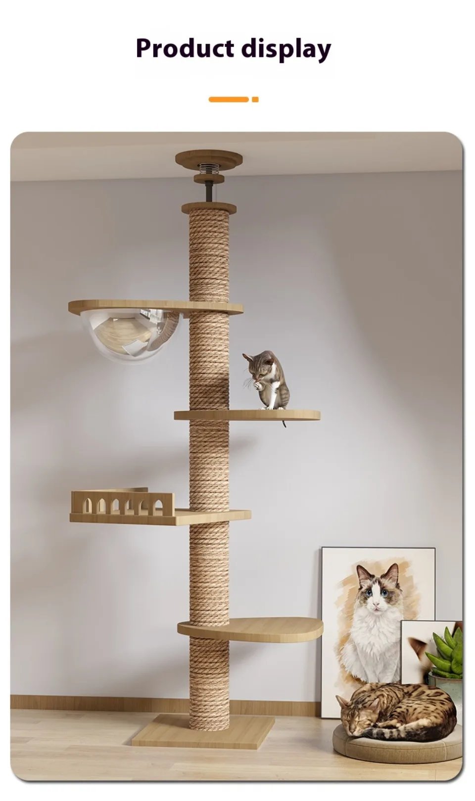 Cat Supplies Wooden Cats Tree House Cat Toys Kitten Climbing Scratching Tower Multifunction Pet Furniture Cat Climbing Frame