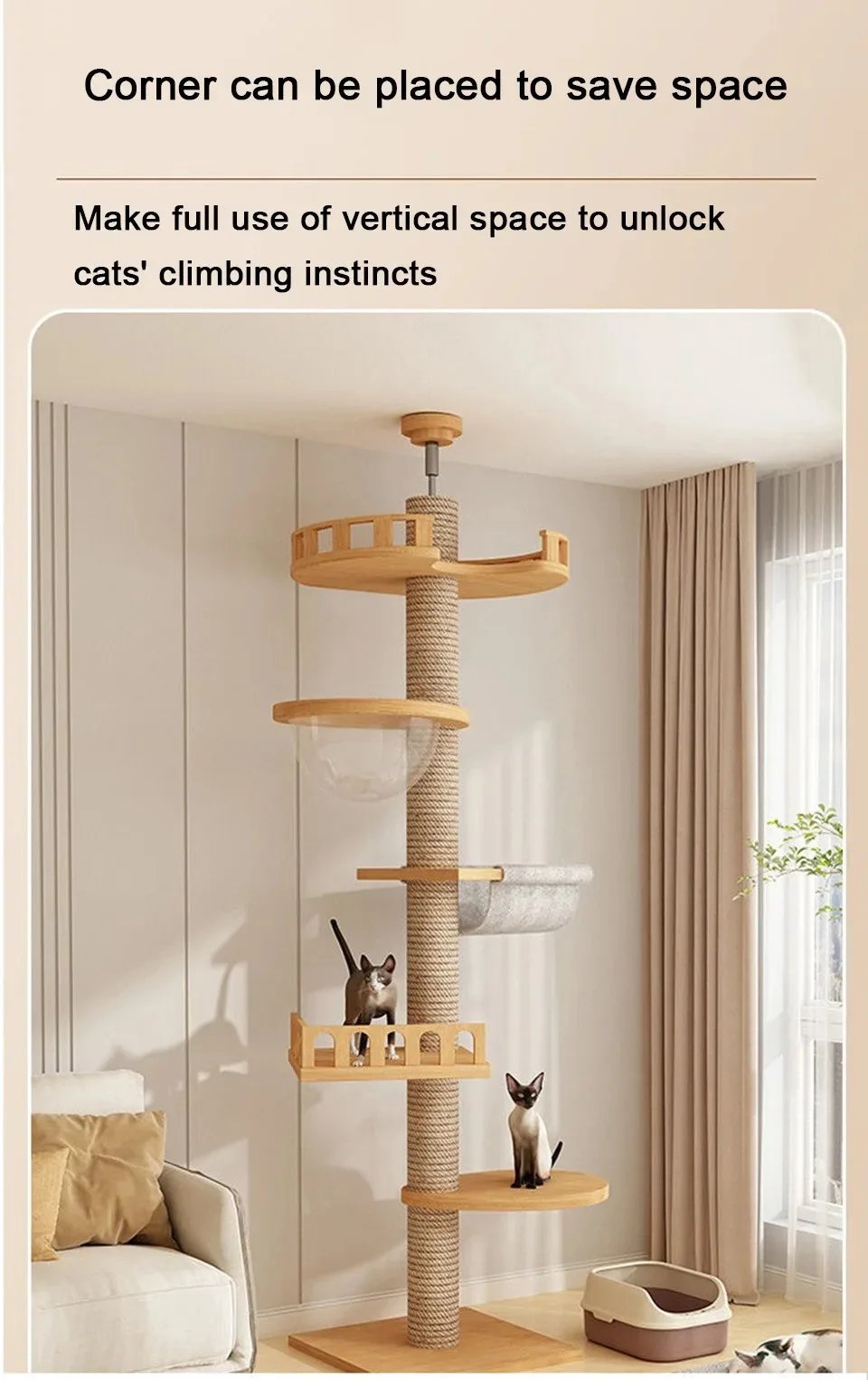 Cat Supplies Wooden Cats Tree House Cat Toys Kitten Climbing Scratching Tower Multifunction Pet Furniture Cat Climbing Frame