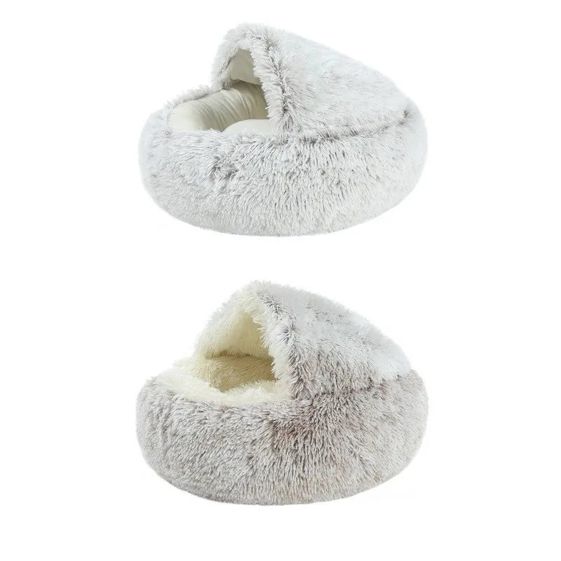 Cat Litter Pet Soft Plush Bed Semi-enclosed Cat Nest Shell Type Cat Bed Puppy Bed