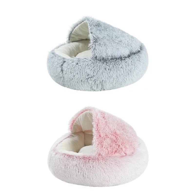 Cat Litter Pet Soft Plush Bed Semi-enclosed Cat Nest Shell Type Cat Bed Puppy Bed