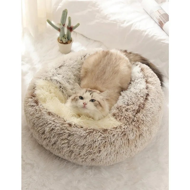 Cat Litter Pet Soft Plush Bed Semi-enclosed Cat Nest Shell Type Cat Bed Puppy Bed