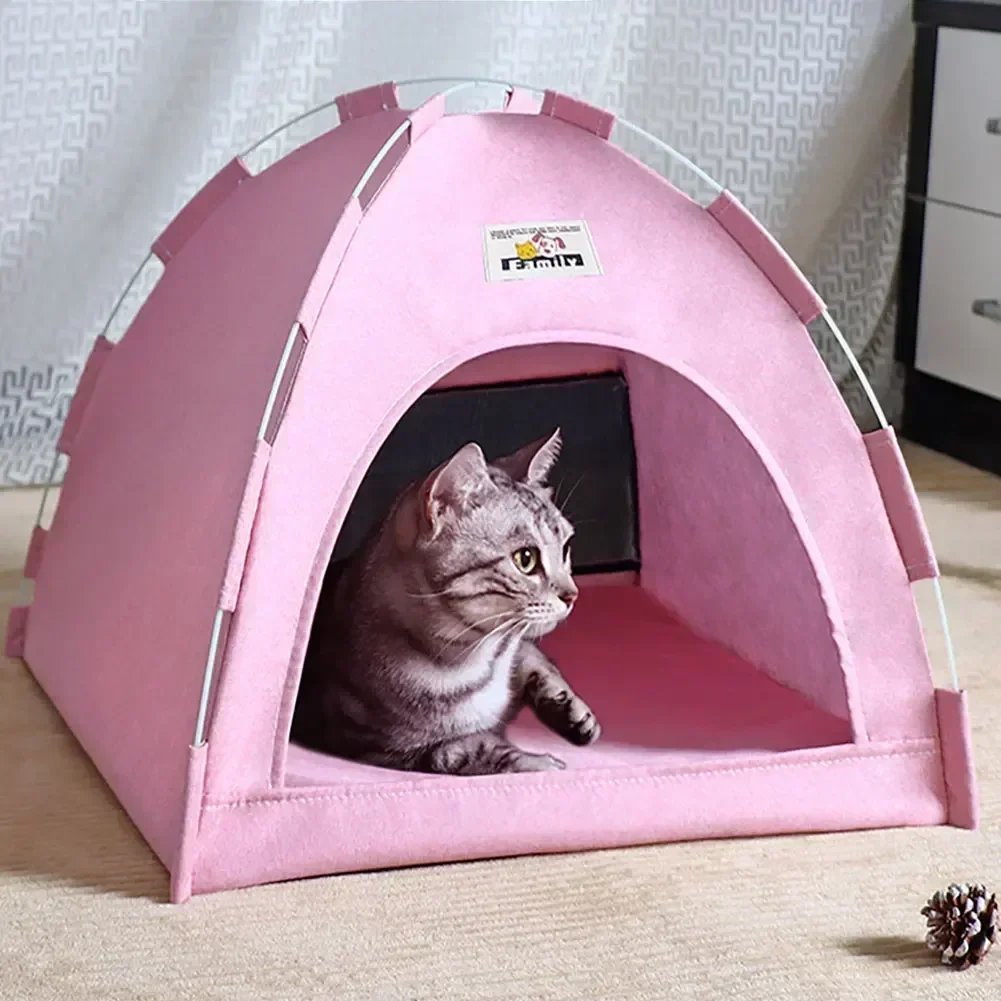 Pet Tent Bed Cats House Supplies Products Accessories Warm Cushions Furniture Sofa Basket Beds Winter Clamshell Kitten Tents Cat