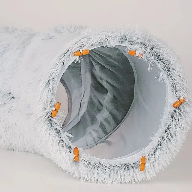 Plush Cat Bed with Tunnel for Indoor Cats Multifunctional Cat Tunnel Bed with Peephole  Fluffy Donut Cat Bed with Tunnel