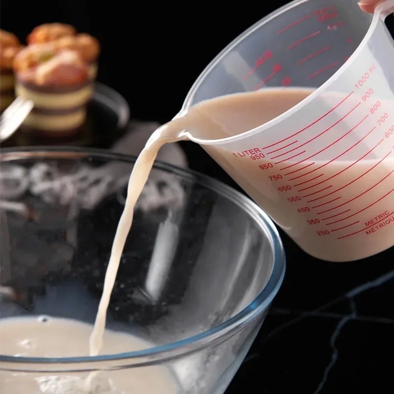 250/500/600/1000ml Baking Liquid Measuring Cups PVC Scale Cup Plastic Measuring Volume Beaker Kitchen Baking Tools