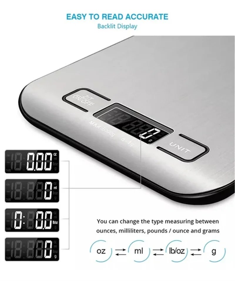 Portable Electronic Digital Kitchen Scale With Timer High Precision LED Display Household Weight Balance Measuring Tools