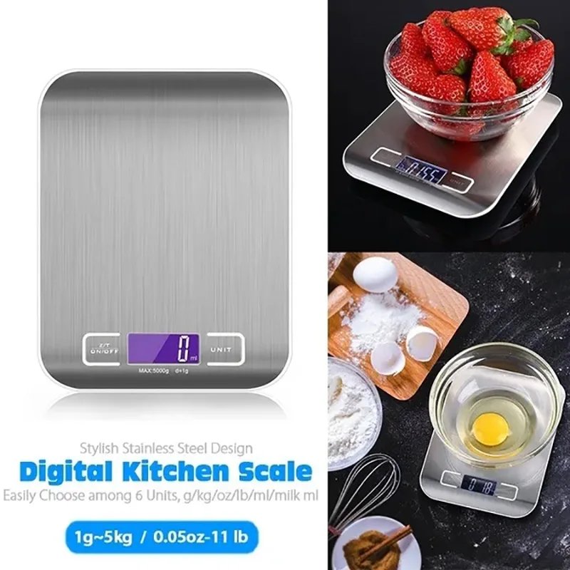 Portable Electronic Digital Kitchen Scale With Timer High Precision LED Display Household Weight Balance Measuring Tools