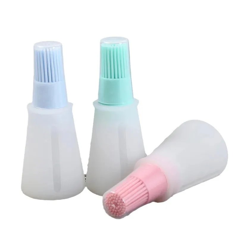 2-in-1 Silicone Oil Brush with Bottle High Temperature Resistant Liquid Oil Brush Dispenser Food Grade Cooking Baking BBQ Gadget